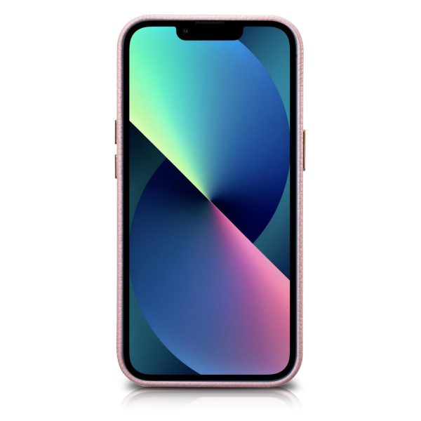 Ādas korpuss iphone 14 magnētiskais no magsafe litchi premium ādas korpusa rozā