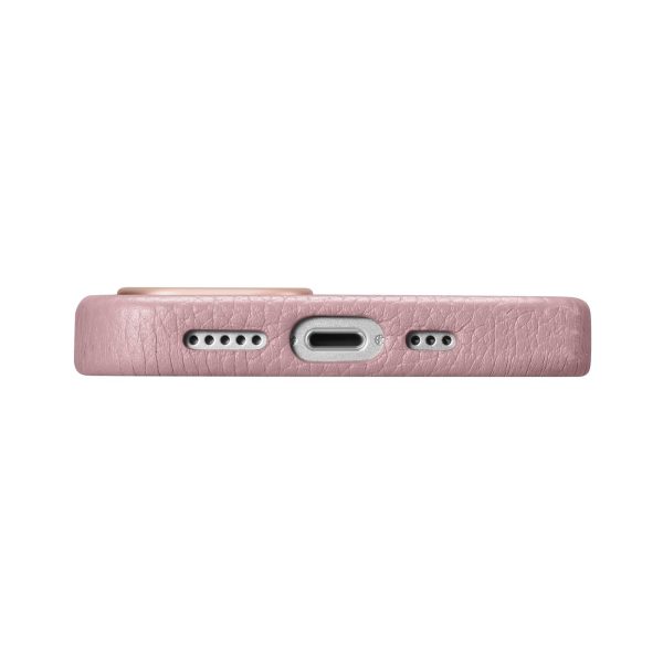 Ādas korpuss iphone 14 magnētiskais no magsafe litchi premium ādas korpusa rozā
