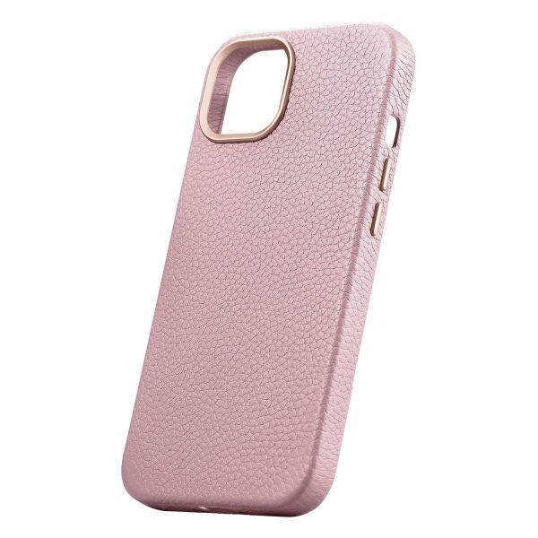 Ādas korpuss iphone 14 magnētiskais no magsafe litchi premium ādas korpusa rozā