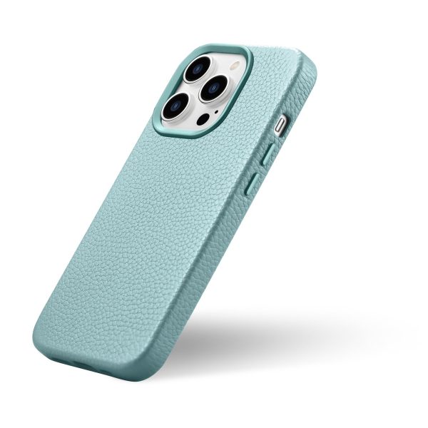Ādas korpuss iPhone 14 Pro magnētiskais no Magsafe Litchi premium ādas korpusa zaļš