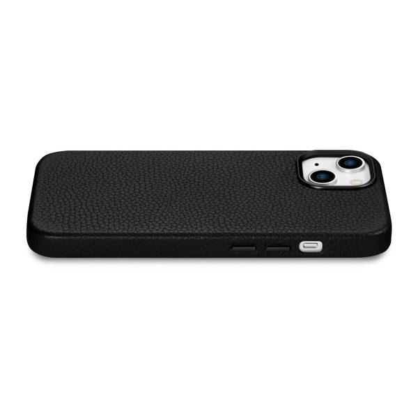 Ādas korpuss iPhone 14 Plus magnētiskais no Magsafe Litchi premium ādas korpuss melns