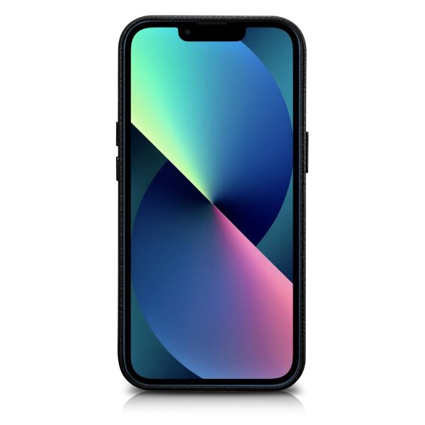 Ādas korpuss iPhone 14 Plus magnētiskais no Magsafe Litchi premium ādas korpuss melns
