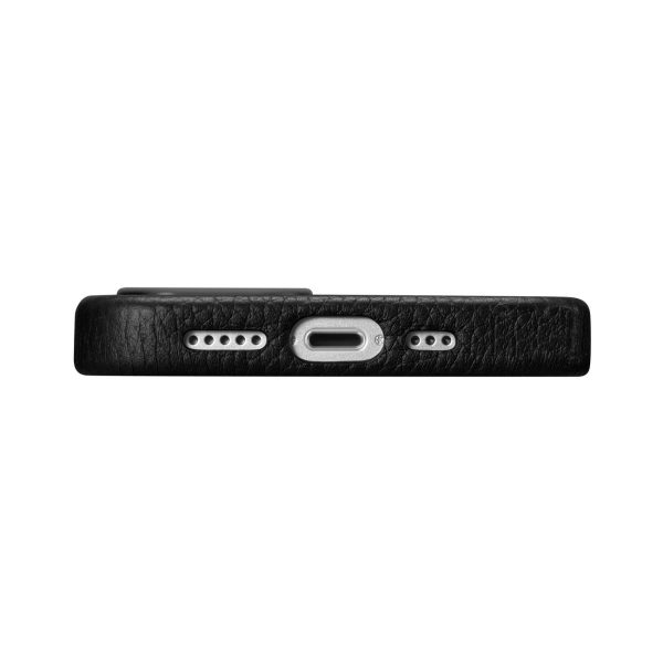 Ādas korpuss iPhone 14 Plus magnētiskais no Magsafe Litchi premium ādas korpuss melns