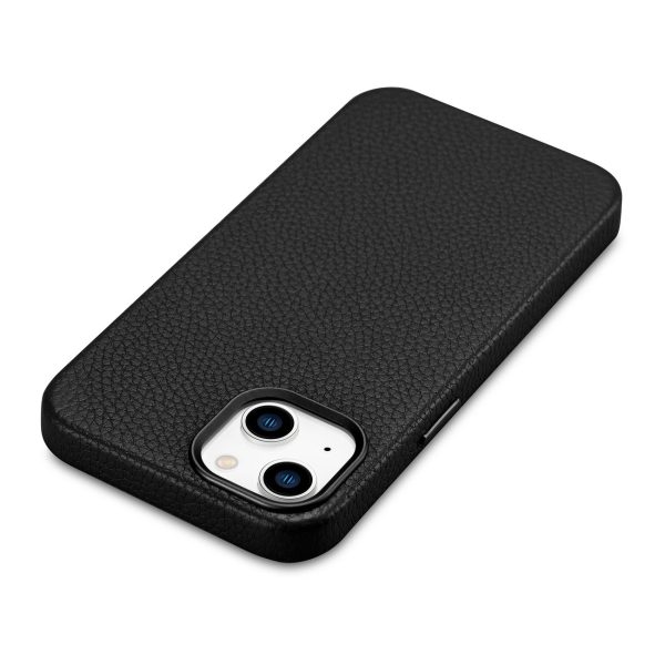 Ādas korpuss iPhone 14 Plus magnētiskais no Magsafe Litchi premium ādas korpuss melns