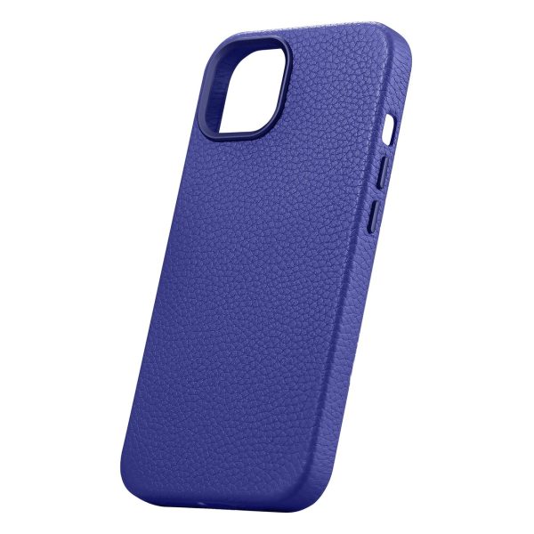 Ādas korpuss iPhone 14 Plus magnētiskais no MagSafe Litchi premium ādas korpusa flotes zilā krāsā