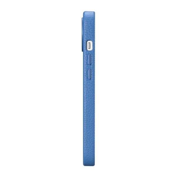 Ādas korpuss iPhone 14 Plus magnētiskais no MagSafe Litchi premium ādas korpusa zilā krāsā