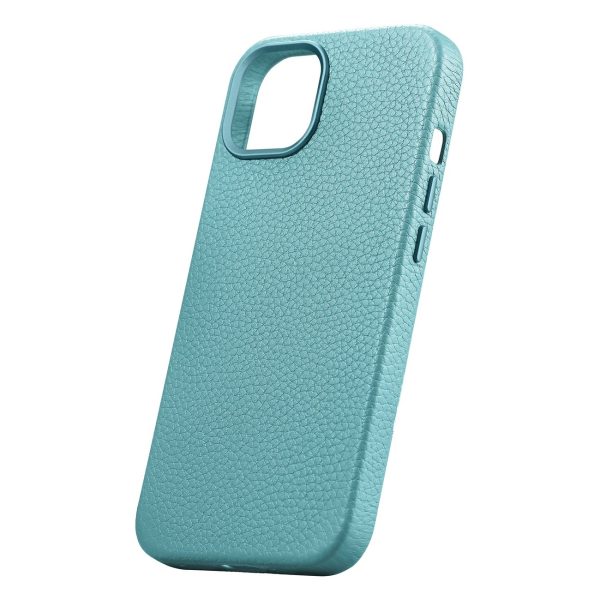 Ādas korpuss iPhone 14 Plus magnētiskais no MagSafe Litchi premium ādas korpusa zaļš