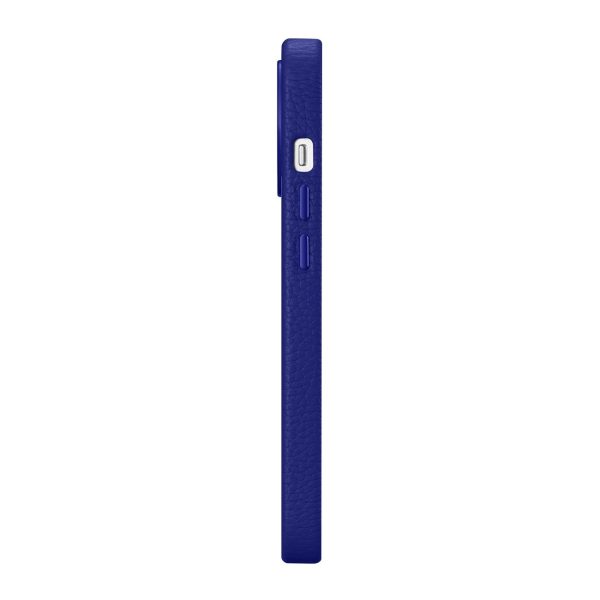 Ādas korpuss iPhone 14 Pro Max Magnetic no MagSafe Litchi Premium ādas korpuss Navy Blue