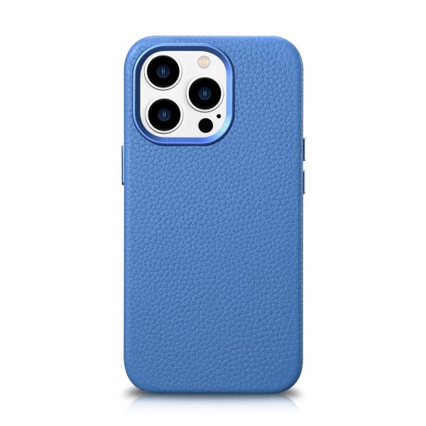 Ādas korpuss iPhone 14 Pro Max Magnetic no Magsafe Litchi premium ādas korpuss zils