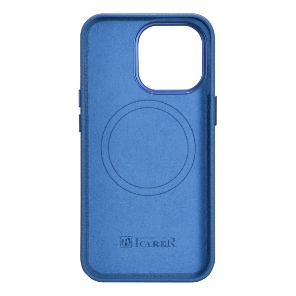 Ādas korpuss iPhone 14 Pro Max Magnetic no Magsafe Litchi premium ādas korpuss zils