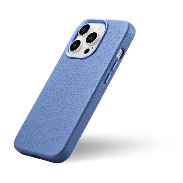 Ādas korpuss iPhone 14 Pro Max Magnetic no Magsafe Litchi premium ādas korpuss zils