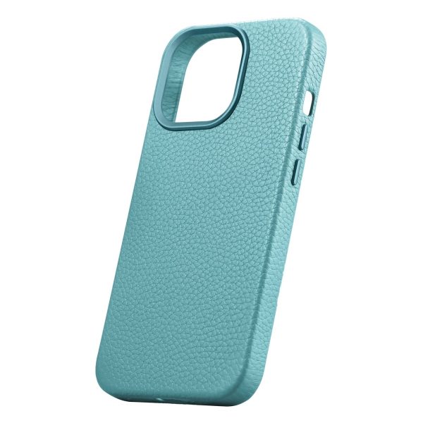 Ādas korpuss iPhone 14 Pro Max Magnetic no MagSafe Litchi Premium ādas korpuss zaļš