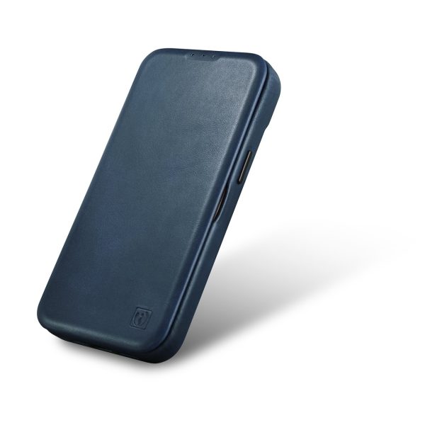 Ādas korpuss iPhone 14 Pro ar magnētisko atloku magsafe ce eļļas vaska premium ādas tumši zila