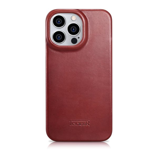 Ādas korpuss iPhone 14 Pro ar magnētisko atloku magsafe ce eļļas vaska premium ādas burgundiju
