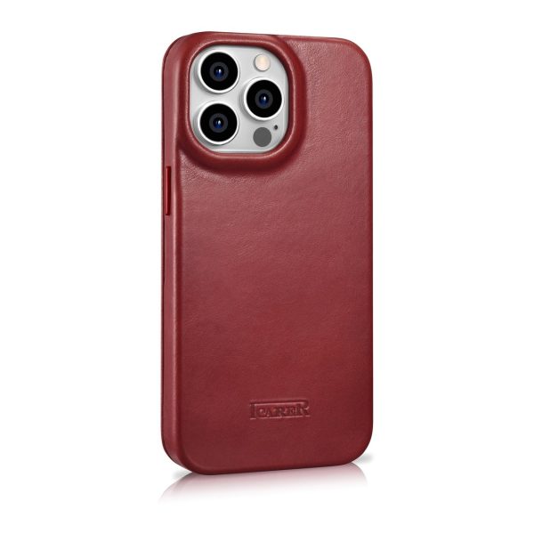 Ādas korpuss iPhone 14 Pro ar magnētisko atloku magsafe ce eļļas vaska premium ādas burgundiju