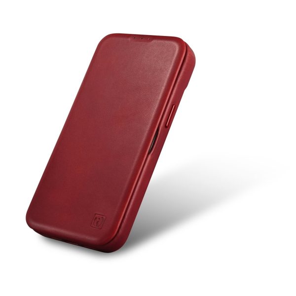Ādas korpuss iPhone 14 Pro ar magnētisko atloku magsafe ce eļļas vaska premium ādas burgundiju