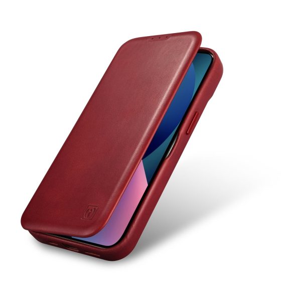 Ādas korpuss iPhone 14 Pro ar magnētisko atloku magsafe ce eļļas vaska premium ādas burgundiju
