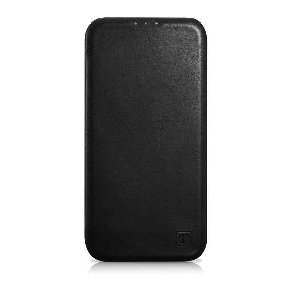 Ādas korpuss iPhone 14 Plus ar magnētisko atloku magsafe ce eļļas vaska premium ādu melna