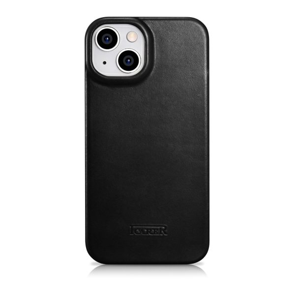 Ādas korpuss iPhone 14 Plus ar magnētisko atloku magsafe ce eļļas vaska premium ādu melna