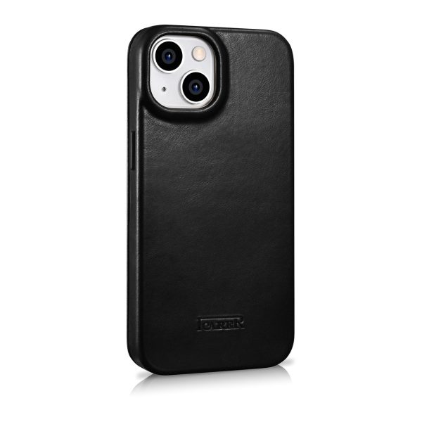 Ādas korpuss iPhone 14 Plus ar magnētisko atloku magsafe ce eļļas vaska premium ādu melna