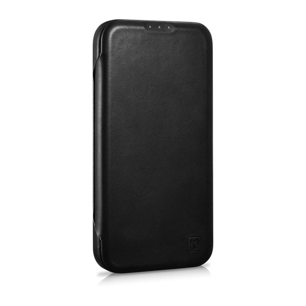 Ādas korpuss iPhone 14 Plus ar magnētisko atloku magsafe ce eļļas vaska premium ādu melna