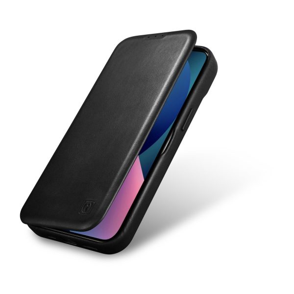 Ādas korpuss iPhone 14 Plus ar magnētisko atloku magsafe ce eļļas vaska premium ādu melna