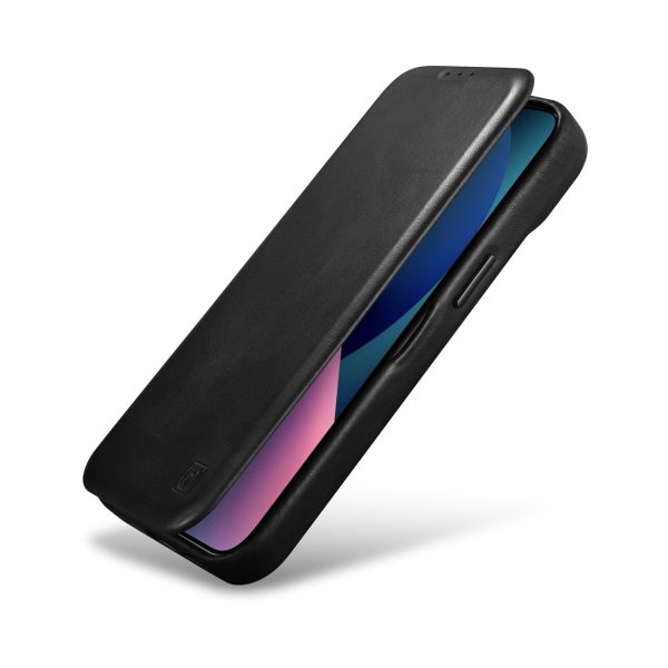 Ādas korpuss iPhone 14 Plus ar magnētisko atloku magsafe ce eļļas vaska premium ādu melna