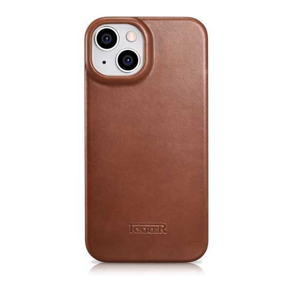 Ādas korpuss iPhone 14 Plus ar magnētisko atloku magSafe CE eļļas vaska premium ādu brūns