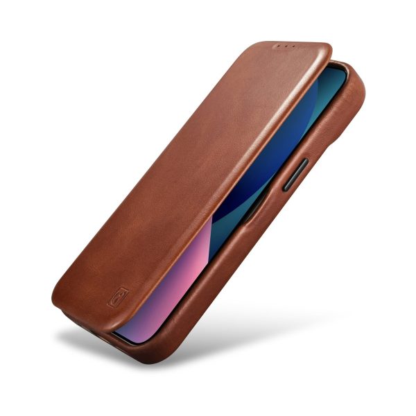 Ādas korpuss iPhone 14 Plus ar magnētisko atloku magSafe CE eļļas vaska premium ādu brūns