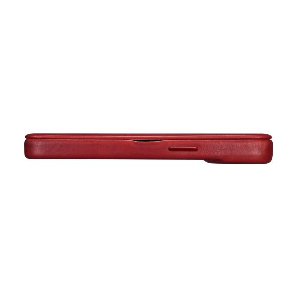 Ādas korpuss iPhone 14 Plus ar magnētisko atloku magsafe ce eļļas vaska premium ādas burgundiju