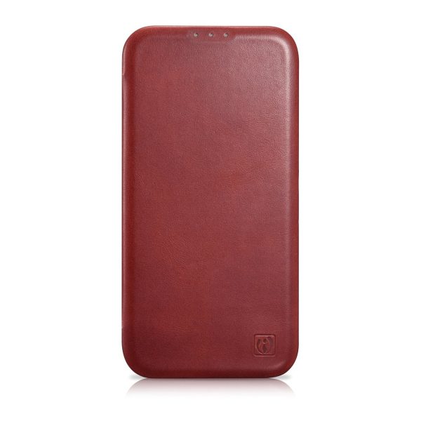 Ādas korpuss iPhone 14 Plus ar magnētisko atloku magsafe ce eļļas vaska premium ādas burgundiju