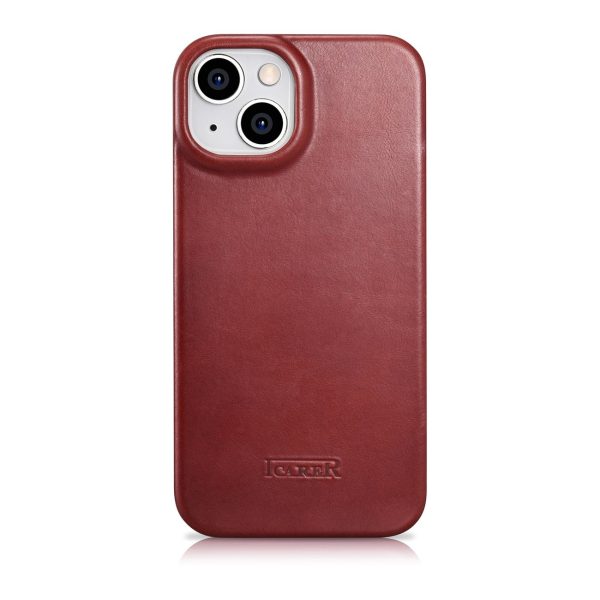 Ādas korpuss iPhone 14 Plus ar magnētisko atloku magsafe ce eļļas vaska premium ādas burgundiju