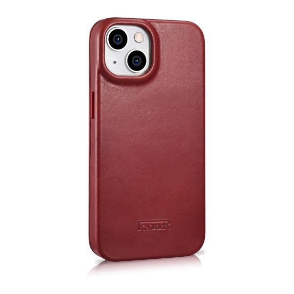 Ādas korpuss iPhone 14 Plus ar magnētisko atloku magsafe ce eļļas vaska premium ādas burgundiju