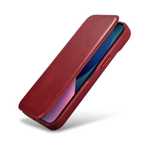 Ādas korpuss iPhone 14 Plus ar magnētisko atloku magsafe ce eļļas vaska premium ādas burgundiju
