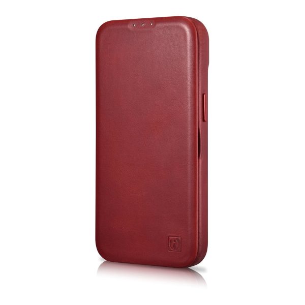 Ādas korpuss iPhone 14 Plus ar magnētisko atloku magsafe ce eļļas vaska premium ādas burgundiju