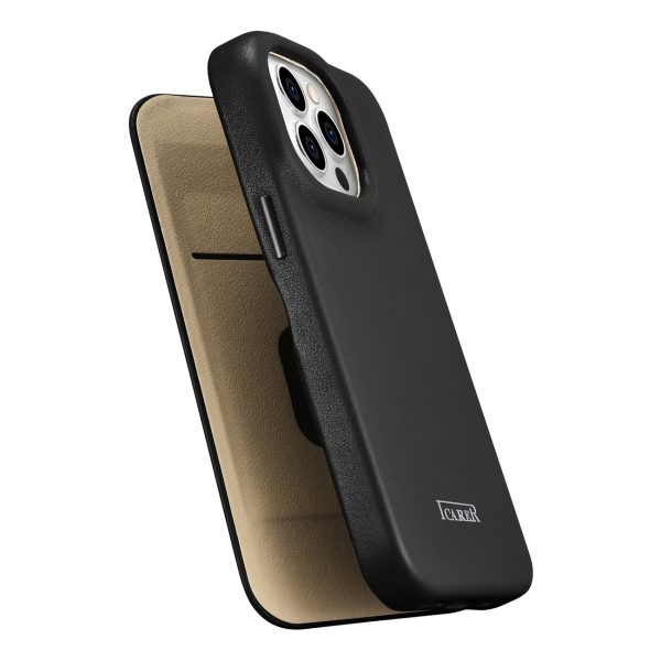 Ādas korpuss iPhone 14 Pro ar magnētisko atloku magsafe ce premium ādas melnu