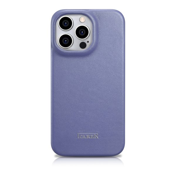 Ādas korpuss iPhone 14 Pro ar magnētisko atloku magsafe ce premium āda gaiši purpursarkanu