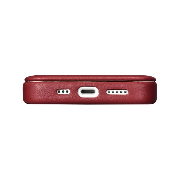 Ādas korpuss iPhone 14 Plus ar magnētisko atloku magsafe ce premium ādas bordo