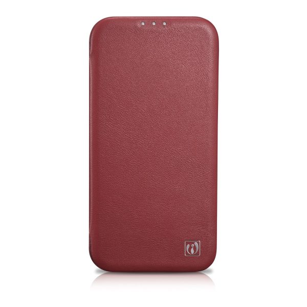 Ādas korpuss iPhone 14 Plus ar magnētisko atloku magsafe ce premium ādas bordo