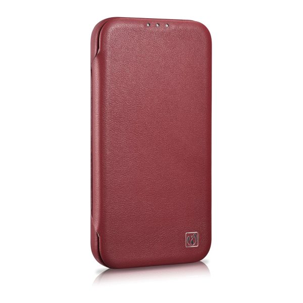 Ādas korpuss iPhone 14 Plus ar magnētisko atloku magsafe ce premium ādas bordo