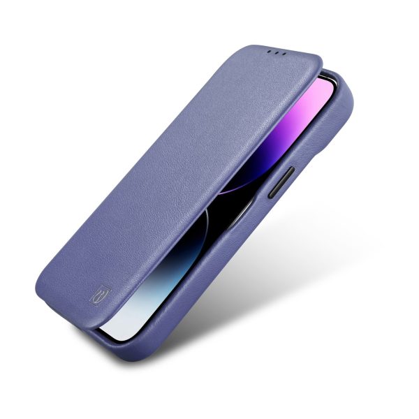 Ādas korpuss iPhone 14 Plus ar magnētisko atloku magsafe ce premium ādas gaiši purpursarkanu