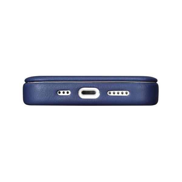 Ādas korpuss iPhone 14 Plus ar magnētisko atloku magsafe ce premium ādas zilu