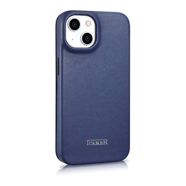 Ādas korpuss iPhone 14 Plus ar magnētisko atloku magsafe ce premium ādas zilu