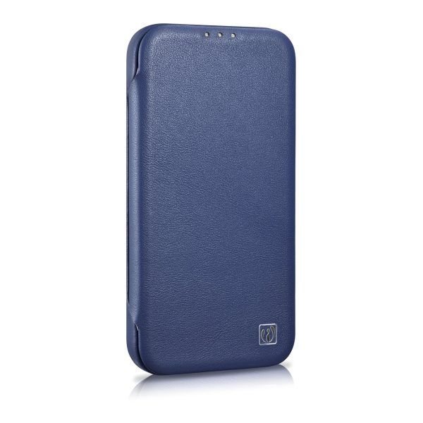 Ādas korpuss iPhone 14 Plus ar magnētisko atloku magsafe ce premium ādas zilu