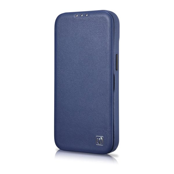 Ādas korpuss iPhone 14 Plus ar magnētisko atloku magsafe ce premium ādas zilu