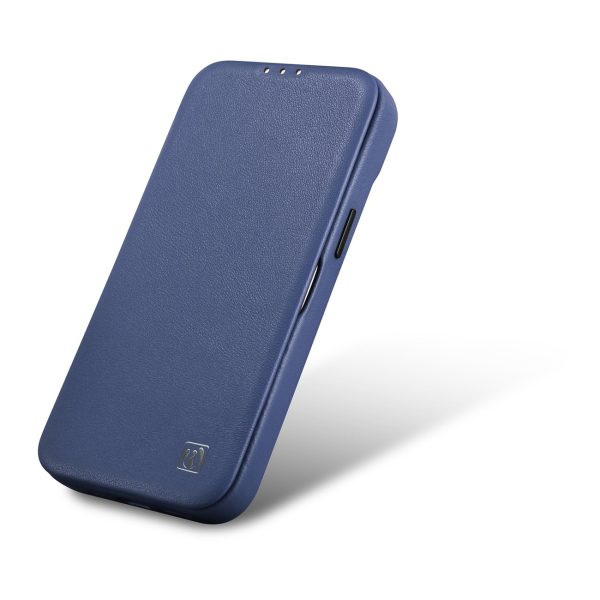 Ādas korpuss iPhone 14 Plus ar magnētisko atloku magsafe ce premium ādas zilu