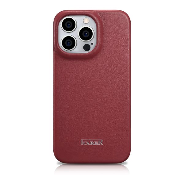 Ādas korpuss iPhone 14 Pro Max ar magnētisko atloku magsafe ce premium ādas burgundiju
