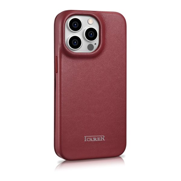 Ādas korpuss iPhone 14 Pro Max ar magnētisko atloku magsafe ce premium ādas burgundiju