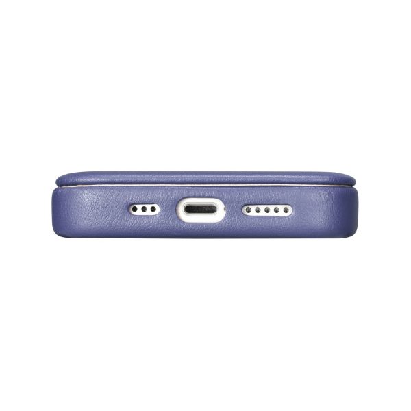 Ādas korpuss iPhone 14 Pro Max ar magnētisko atloku magsafe ce premium āda gaiši purpursarkanu