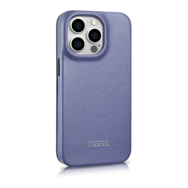 Ādas korpuss iPhone 14 Pro Max ar magnētisko atloku magsafe ce premium āda gaiši purpursarkanu